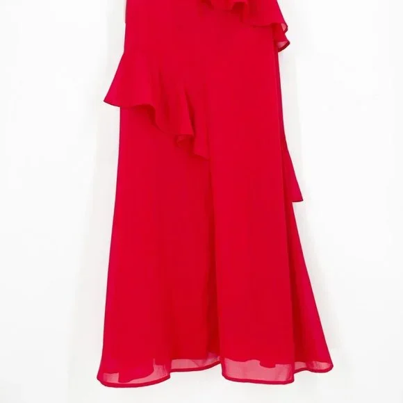 New Lulu's Small Calle Red Ruffled Sleeveless Maxi Dress Sexy Party Cocktail - Picture 9 of 11